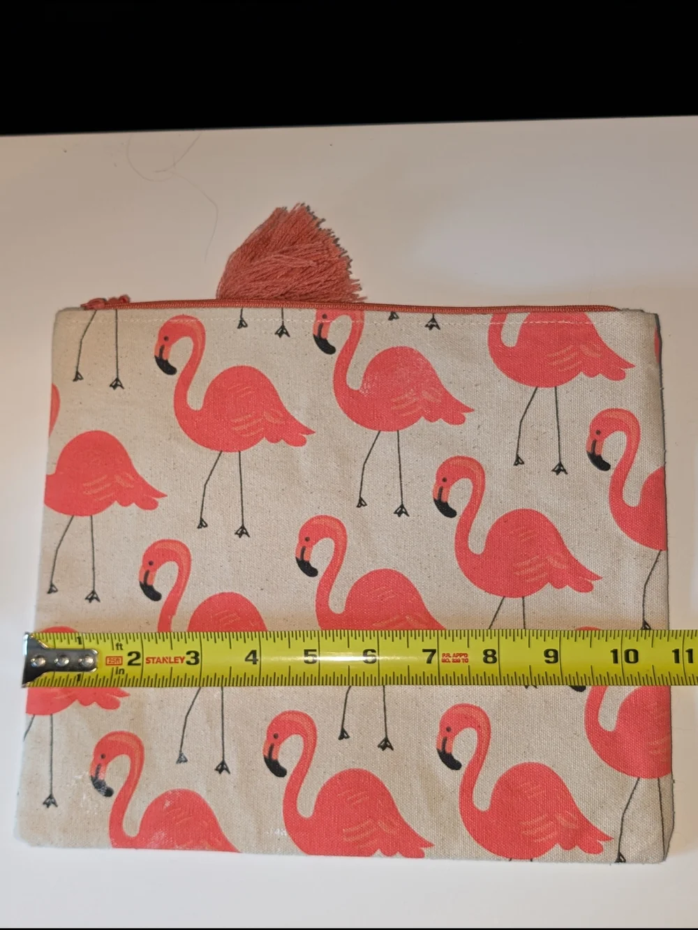 Canvas Flamingo Print Zipper Pouch - Pink Flamingos